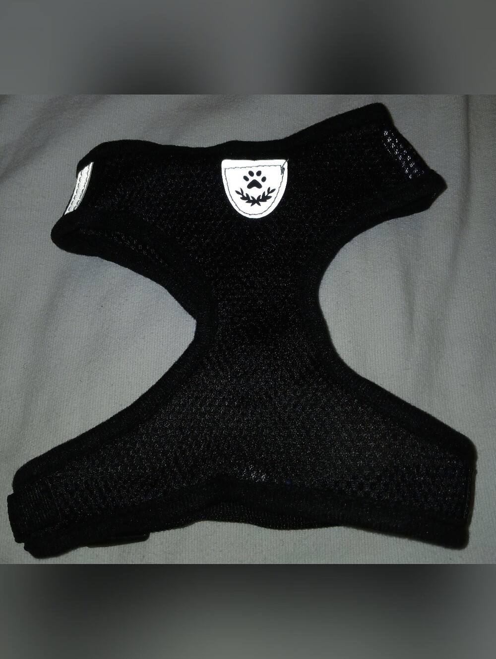 NWT Bundle Black Large Puppy Mesh Harness w/Paw Emblem & Leash. No-Pull Harness.